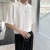 Summer Short Sleeved T-shirt Men Fashion Black White Casual T Shirt Men Streetwear Korean Hollowed Out T Shirt Mens Top