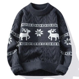 American style trendy street hip-hop personalized graphic round neck sweater for couples loose retro Harajuku knit casual top