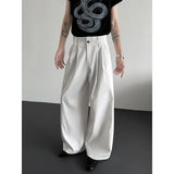 White Suit Pants Men Oversized Fashion Society Mens Black Dress Pants Korean Loose Wide Leg Pants Mens Office Formal Trousers