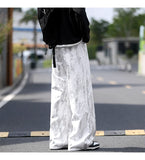 Jeans Mens Classic Straight Leg Jeans White Tie Dye Denim Pants Unisex Fashion Casual Trousers Streetwear Hip Hop Style Washed