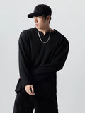T-shirts Men Spring Advanced Japanese Style Harajuku Long Sleeve All-match High Street Fashion V-neck Handsome Popular College