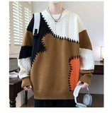 American street style men and women trendy personalized round neck sweater couple winter high street loose retro casual knitted