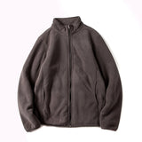 American Warm Fleece Sweatshirt Imitation Lamb Velvet Coat Korean Autumn Winter Men's Thickened Simple Zipper Up Lapel Jacket