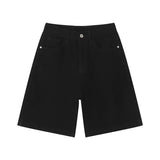 New Casual Loose Straight Denim Shorts For Mens Spring Summer Stylish Solid Color Jean Short Pant Men Vintage Baggy Denim Shorts
