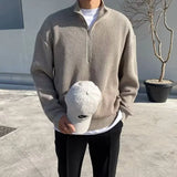 Autumn Winter Stand-up Collar Half-zip Sweater Men's Handsome Loose Casual High Street Sweaters Men Pullovers Male Clothes