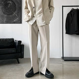 Pants Men Trousers Casual Autumn New Arrival Front-slit Fashion Straight High Street Office Clothes Simple Business Harajuku