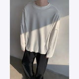 Autumn Long Sleeved T-shirt Men Fashion White Casual Pullover T Shirt Men Streetwear Korean Loose Round Neck T Shirt Mens Top