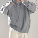 Hoodies Men Simple Loose Oversize M-5XL Preppy Autumn Winter Solid Color Cozy All-match Korean Style Male Knitwear Popular Warm