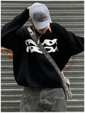 New American Trendy Men Sweater High Street Graffiti Printed Knit O Neck Long Sleeve Pullover Casual Loose High Street Knitwear