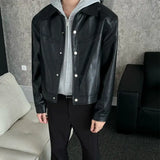 American Street High-end Coat Trendy Leather Jacket Korean Elegant 2025 Spring Men's New PU Lapel Slim Loose Jacket Aesthetic