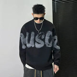 Round neck sweater men and women new autumn and winter styles letter printed American style trendy loose casual knit sweater top
