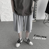 Summer Casual  Shorts Men Oversized Fashion Grey Pleated Shorts Men Streetwear Korean Loose Wide-leg Shorts Mens Beach Shorts
