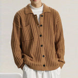 American Cargos Knitted Men Cardigan Luxury Trendy Textured Long Sleeve Button-down Sweater Coats Premium Quality Knitwear M-3XL