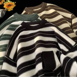 American autumn and winter high street men and women trendy lazy style round neck knitted sweater couple loose casual sweater