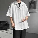 Summer Blue Short Sleeved Shirt Men Fashion Society Mens Dress Shirt Korean Loose Casual White Shirt Mens Office Formal Shirts