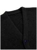 New Luxury Casual Men Sweater Vest Leisure Trendy Knit V Neck Button-down Solid Color Sleeveless Cardigan Retro Basic Waistcoats