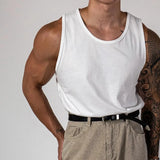 Mens Quick-Drying Muscle Slim Stretch Sports Fitness Round Neck Sleeveless Vest Fitness Top Summer Solid Color Y2k Vest Gym