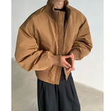 Autumn Winter Cotton Padded Jacket Men Stand Collar Warm Comfortable Thick Bomber Jacket Mens Casual Zip Up Short Jacket