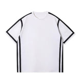 Men Clothing Summer Short Sleeve Stripe Oversized T-shirt Korean Fashion Loose Streetwear Harajuku T-shirt For Male