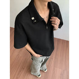 Summer Short Sleeved T-shirt Men Casual Lapel T Shirt Men Streetwear Korean Loose Checkered Tshirt Mens Polo Shirt Plus Size