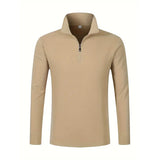 Men's Business Casual Polo Long Sleeve T-shirt spring and autumn Twill jacquard zipper polo shirt Comfortable and Breathable Top