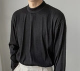 Men T-shirts Turtleneck Basic Daily Simple All-match Pure Color Long Sleeve Leisure Comfortable Fashion  Advanced Ins