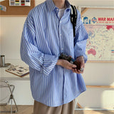 Preppy Striped Shirts Men Long Sleeve Handsome Harajuku Temper Korean Style Fashion Clothing Camisas All-match Casual Vintage