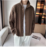 New Korean Style Jacquard Men Cardigan Jackets Fashion Luxury Knitted Button-down  Long Sleeve Sweater Coat Winter Warm Knitwear