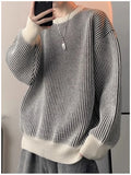 New Japanese Trendy Men Sweater High Street Patchwork Knitted O Neck Long Sleeve Pullover Casual Loose Premium Quality Knitwear