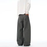 Autumn New Striped Jeans Men's Retro Wash Loose Wide-leg Denim Pants American High Street Fashion Cotton Casual Trousers