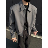 Spring Short Jacket Men Fashion Casual Black Jacket Men Streetwear Korean Loose Bomber Jacket Mens Motorcycle Jackets Coat