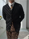 Knitted Sweaters for Men Plain Coat Cardigan Jacket Business Man Clothes Solid Color Winter New in Elegant Tops Sweat-shirt