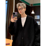2025 new V-neck sweater jacket men's spring and autumn knitted cardigan men's trendy brand youth high-end woolen swea