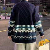Colorful Cardigan Men Fashion British Style Traditional All-match Comfortable Baggy Twisted Knitwear Chic Advanced Long Sleeve