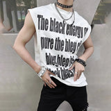 Street Fashion Y2k Sleeveless Vest Men Summer Trend Design Handsome Letter Printing Casual Loose Vest Sleeveless T-Shirt