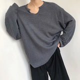 Spring Autumn New Fashion V-neck Long Sleeve Solid Color T-Shirts Men's Clothing Korean Loose All-match Pullovers Hip Hop Tops
