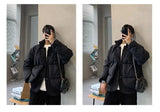 Korean street trend men and women retro personality fake two piece design couple winter loose thick casual jacket top harajuku