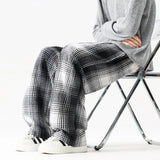 Autumn Thick Pants Men Warm Fashion Retro Plaid Pants Men Japanese Streetwear Loose Wide Leg Pants Men Vintage Trousers M-3XL