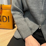 Japanese Stand Collar Men Cardigan Jacket Light Luxury Trendy Knitted Zip-up Long Sleeve Sweater Coat Premium Quality Knitwear