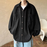 Fashion Lapel Button All-match Solid Shirts Coats Men's Clothing 2024 Spring New Loose Casual Long Sleeve Tops Korean Shirt