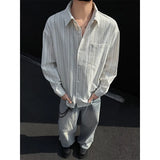 2025 spring New Long sleeved Shirt Men Fashion Social Mens Dress Shirt Korean Loose Casual Striped Shirts Mens Formal Shirt