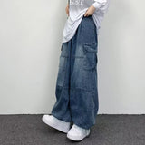 New Men Wide leg Jeans Fashion Unisex Casual Large Pocket Pants High Street Hip Hop Four Seasons Comfortable Long Trousers