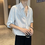 Mens casual shiny casual shirt daily thin style personality versatile temperament youth trend tops men's clothing 2024 new
