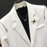 Japanese Niche Design Suit Jacket Loose High-end Metal Buckle Trendy Shoulder Pad Long Sleeved Zipper Decoration Suit