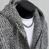 New Autumn Men Textured Hooded Sweatshirt Jacket Light Luxury Harajuku Zip-up Leisure Fashion Long Sleeve Hoodie Crop Coat M-2XL