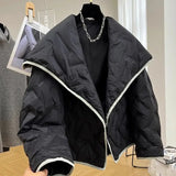 Design-sensing Niche Parkas Unisex Lapel Cotton Coat Women Korean Autumn Winter Light Short Trendy High-end Jacket Aesthetic