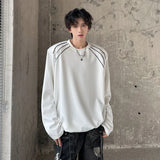 Round Collar Men's Fashion Top Pullover Long Sleeve Tees High Street Casual Male T-shirt Autumn Winter