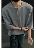 2025 New Summer Men and Women Trendy Personalized Waffle Short Sleeve Couple Loose Retro Harajuku Casual T-shirt Top harajuku