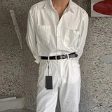 New Men Luxury Korean Style Shirts Casual Long Sleeve Drapped Solid Color Button-down Cardigan Fashion Business Leisure Blouse
