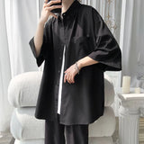 Summer Short Sleeved Shirt Men Society Mens Black Dress Shirt Loose Casual White Shirt Mens Office Formal Shirts Large Size 5XL